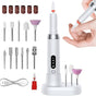 Electric nail file 12 grinding heads rechargeable 15000RPM adjustable speed multifunctional, White V1188-MS-325-0071