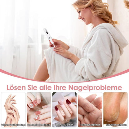 Electric nail file 12 grinding heads rechargeable 15000RPM adjustable speed multifunctional, White V1188-MS-325-0071