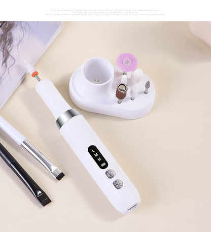 Electric nail file 12 grinding heads rechargeable 15000RPM adjustable speed multifunctional, White V1188-MS-325-0071