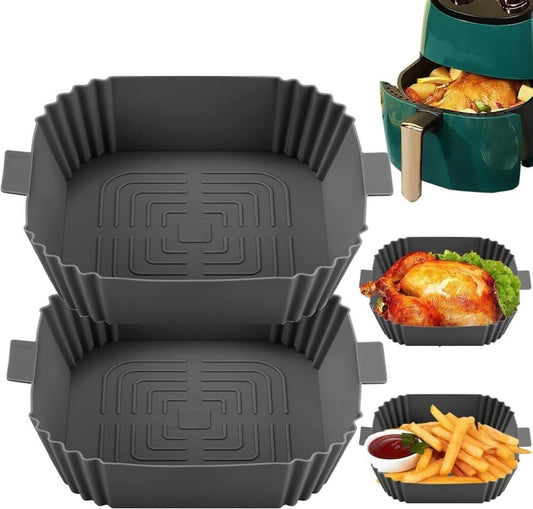2-Pack Air Fryer Silicone Basket, Non-Stick Reusable Easy to Clean, Gray V1188-MS-325-0073