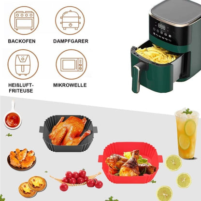 2-Pack Air Fryer Silicone Basket, Non-Stick Reusable Easy to Clean, Gray V1188-MS-325-0073