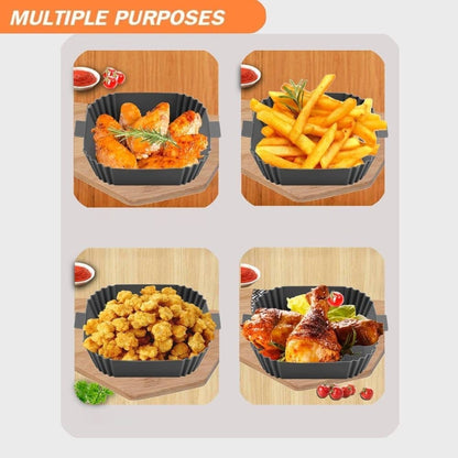2-Pack Air Fryer Silicone Basket, Non-Stick Reusable Easy to Clean, Gray V1188-MS-325-0073