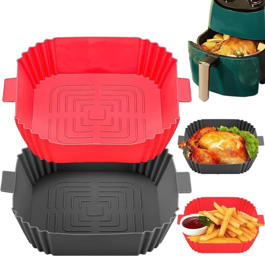 2-Pack Air Fryer Silicone Basket Non-Stick Reusable Easy to Clean, Gray, Compatible with Most Air Fryers V1188-MS-325-0074