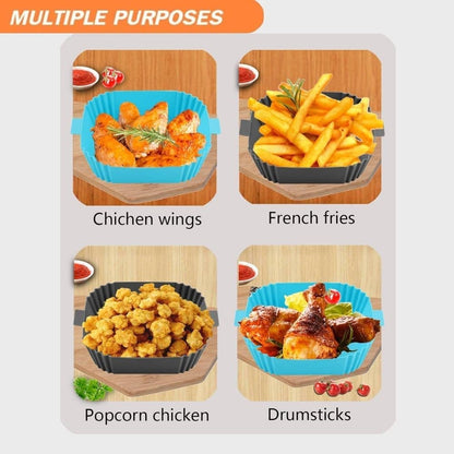 2-Pack Airfryer Silicone Basket, Non-Stick Reusable Easy to Clean, Compatible with Philips, Gray V1188-MS-325-0075