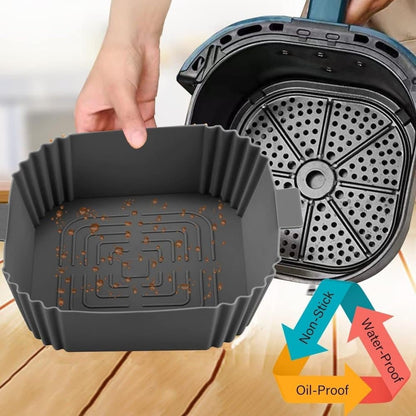 2-Pack Airfryer Silicone Basket, Non-Stick Reusable Easy to Clean, Compatible with Philips, Gray V1188-MS-325-0075