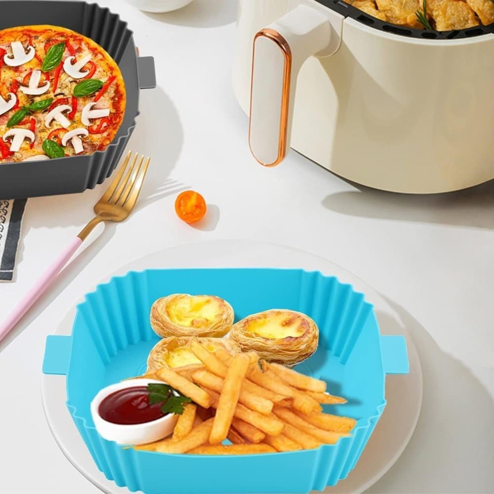 2-Pack Airfryer Silicone Basket, Non-Stick Reusable Easy to Clean, Compatible with Philips, Gray V1188-MS-325-0075