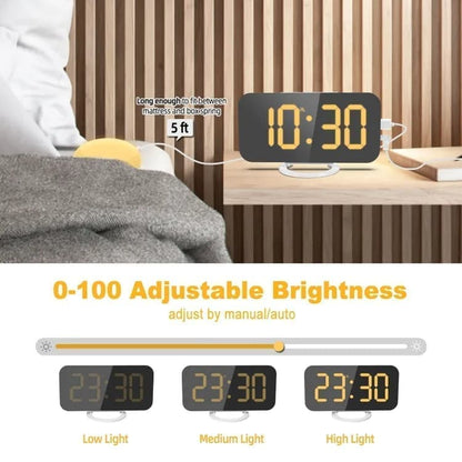 Digital Alarm Clock with Bed Shaker for Heavy Sleepers, LED Mirror Display, Compatible with Philips, Yellow V1188-MS-325-0077