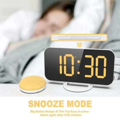 Digital Alarm Clock with Bed Shaker for Heavy Sleepers, LED Mirror Display, Compatible with Philips, Yellow V1188-MS-325-0077