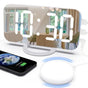Digital LED Mirror Alarm Clock with Bed Shaker for Heavy Sleepers, White, compatible with Braun and Philips V1188-MS-325-0078