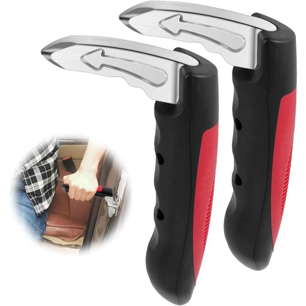 2 pcs Car Support Handles for Elderly, Emergency Hammer, Compatible with Vehicles, 12.5 x 3.1 inches, Red V1188-MS-325-0079