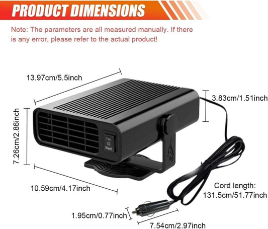 12V 200W Portable Car Heater and Fan 2-in-1 with 360 degrees Rotation, Fast Defrosting and Windshield V1188-MS-325-0082