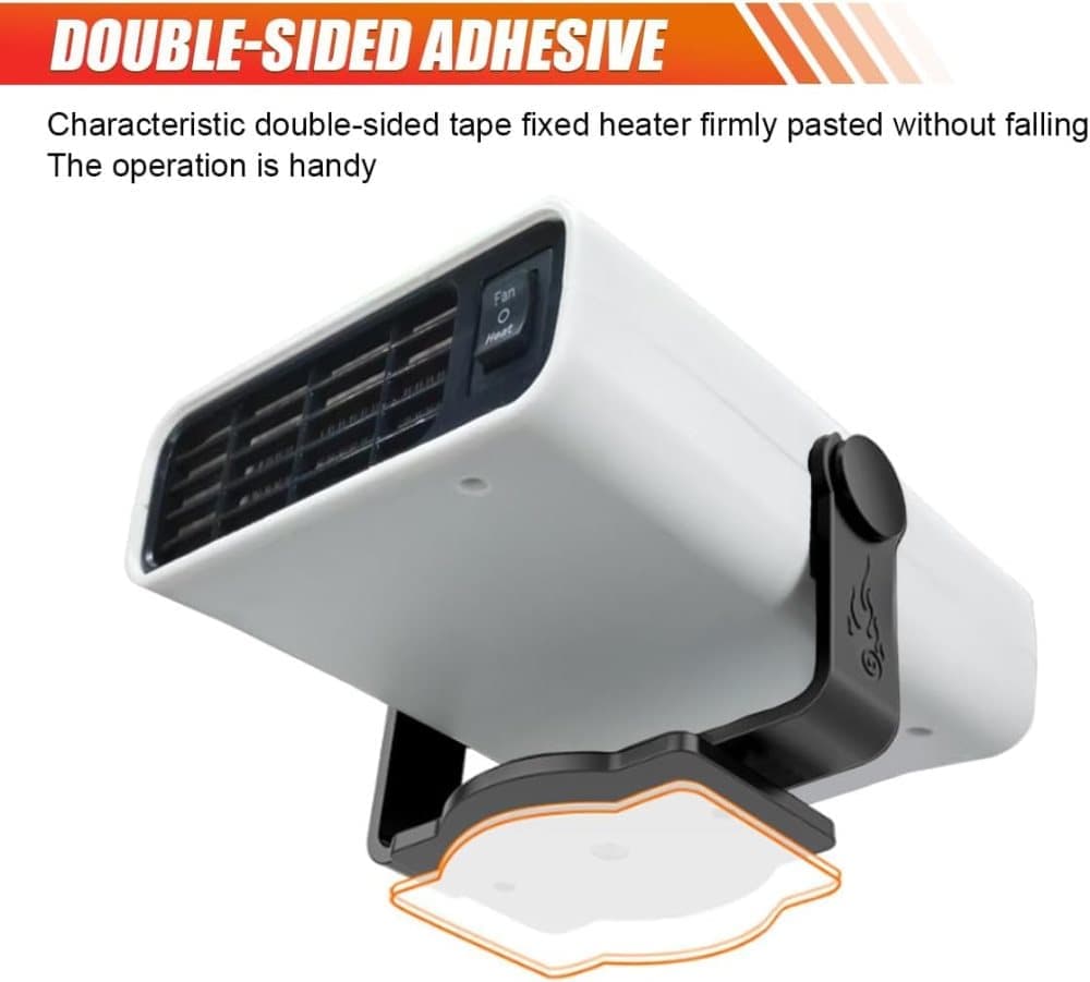 12V 200W Portable Car Heater and Fan 2-in-1 with 360 degrees Rotation, White, Fast Defrosting Windshield V1188-MS-325-0083