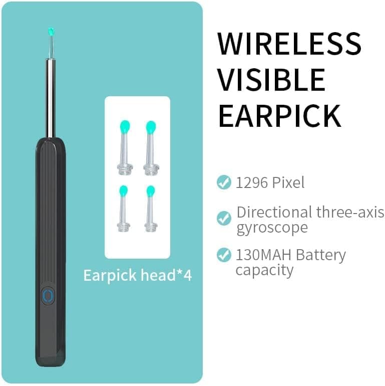Smart Ear Cleaner with 1296P HD Camera, Wireless Earwax Removal WiFi Endoscope, Safe Inspection Intelligent V1188-MS-325-0086