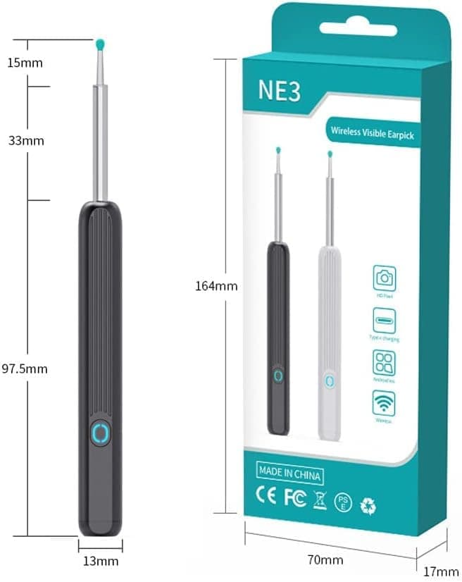 Smart Ear Cleaner with 1296P HD Camera, Wireless Earwax Removal WiFi Endoscope, Safe Inspection Intelligent V1188-MS-325-0086