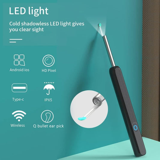 Smart Ear Cleaner with 1296P HD Camera, Wireless Earwax Removal with WiFi Endoscope, Safe Inspection and V1188-MS-325-0087