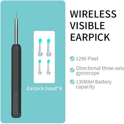 Smart Ear Cleaner with 1296P HD Camera, Wireless Earwax Removal with WiFi Endoscope, Safe Inspection and V1188-MS-325-0087