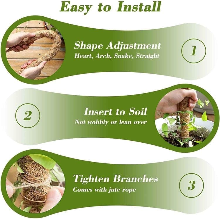 4 Bendable Moss Stakes for Climbing Plants, 100cm, Plant Support for Ivy and Monstera (4mm) V1188-MS-325-0088