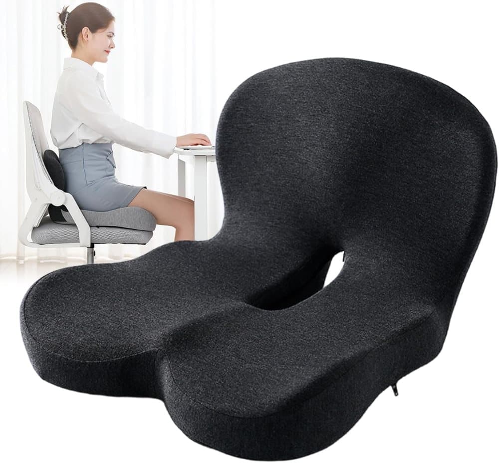 Ergonomic Memory Foam Seat Cushion with Lumbar Support and Tailbone Protection for Office Chairs, Driving and V1188-MS-325-0090