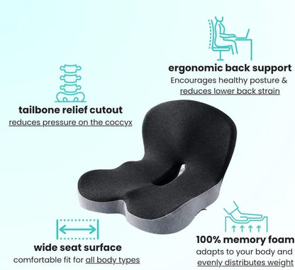 Ergonomic Memory Foam Seat Cushion with Lumbar Support and Tailbone Protection for Office Chairs, Driving and V1188-MS-325-0090