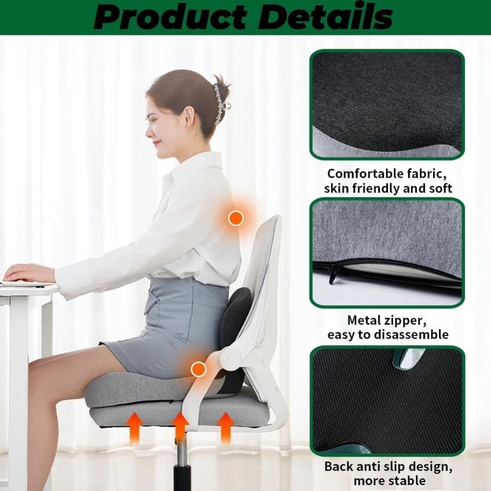 Ergonomic Memory Foam Seat Cushion with Lumbar Support and Tailbone Protection for Office Chairs, Driving and V1188-MS-325-0092