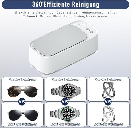 45000 Hz Ultrasonic Cleaner with 3 Cleaning Modes for Glasses Jewelry Dentures, Gray V1188-MS-325-0098