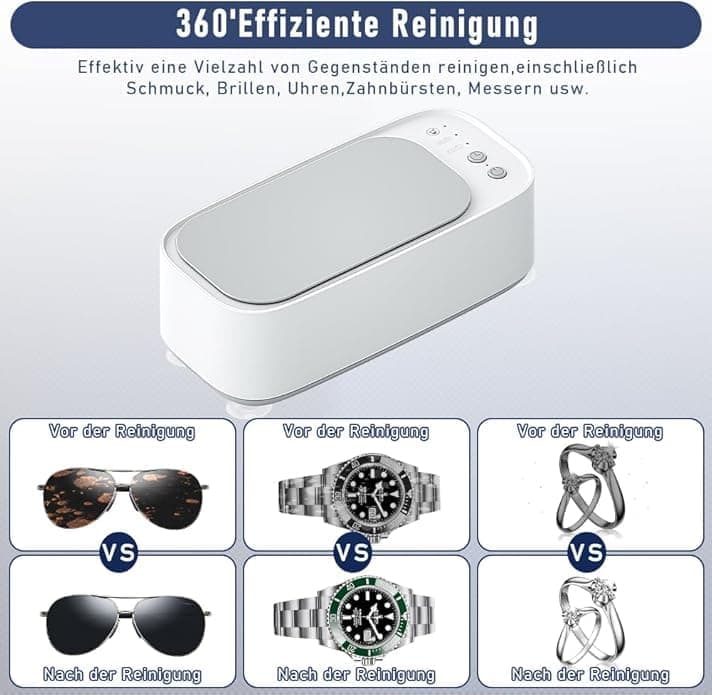 45000Hz Ultrasonic Cleaner with 3 Cleaning Modes for Glasses Jewelry Dentures, Pink V1188-MS-325-0099