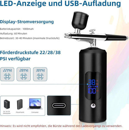Wireless Airbrush Machine with USB Charging, 3 Speed Modes, Compatible with Nail Art Cake Decorating and V1188-MS-325-0102