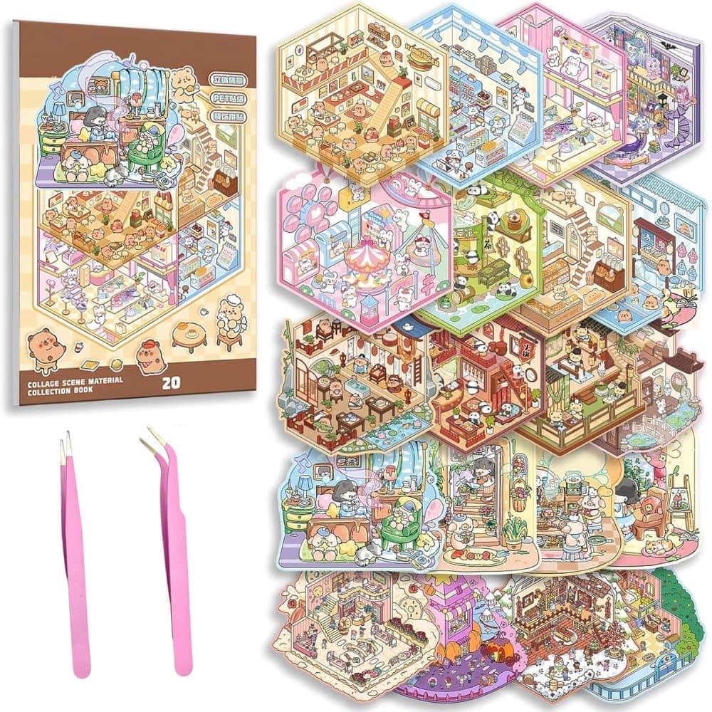 20-Pack DIY 3D House Stickers for Kids and Adults, Creative Relaxation with Tweezers V1188-MS-325-0104