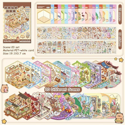 20-Pack DIY 3D House Stickers for Kids and Adults, Creative Relaxation with Tweezers V1188-MS-325-0104