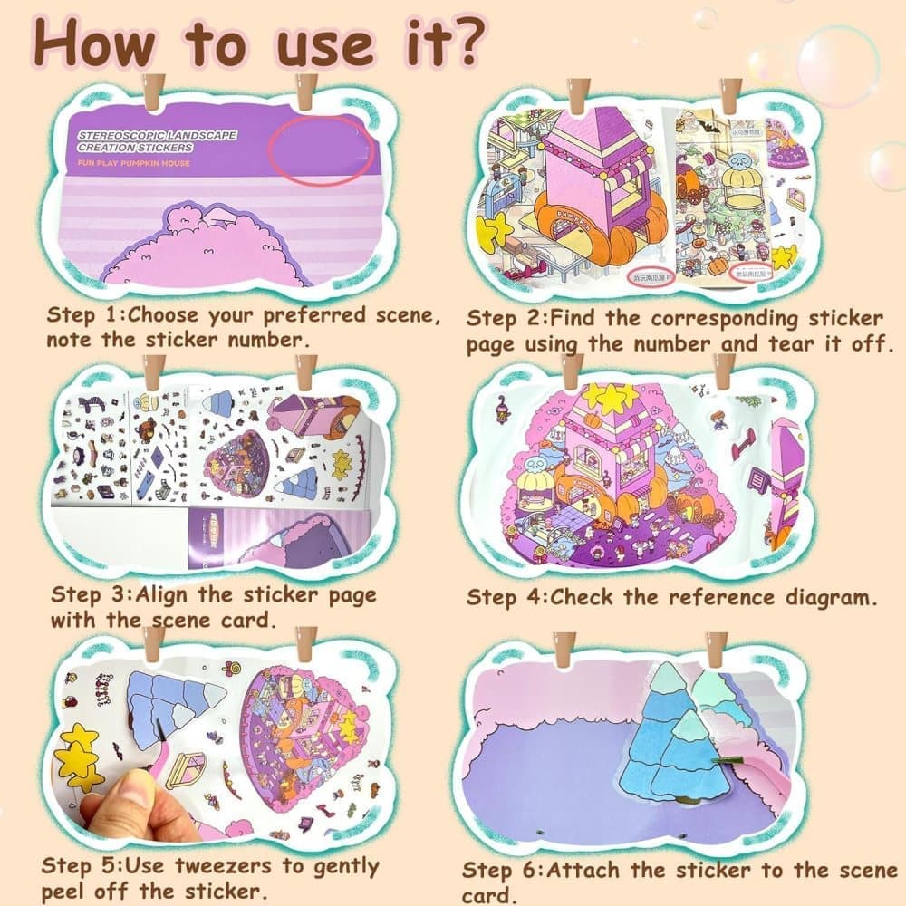 20-Pack DIY 3D House Stickers for Kids and Adults, Creative Relaxation with Tweezers V1188-MS-325-0104