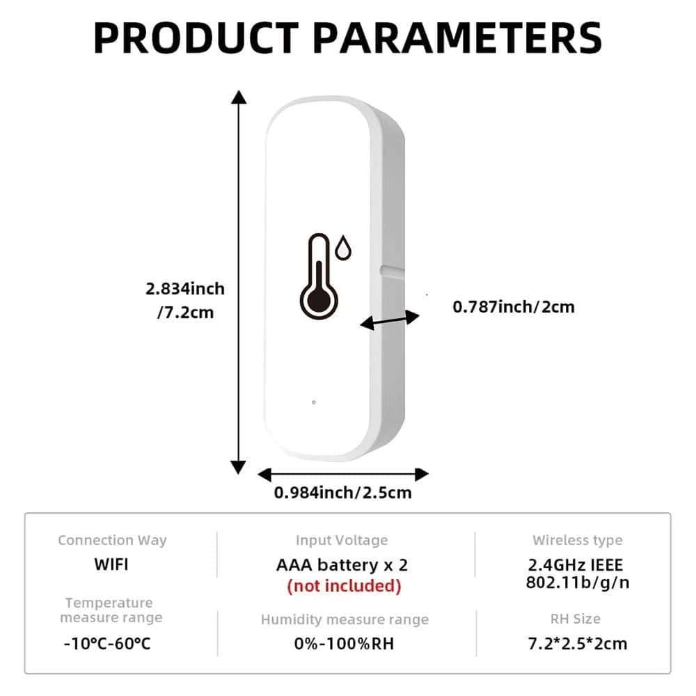 2-Pack Smart WiFi Thermometer with App Notification, Alexa Compatible, White V1188-MS-325-0105