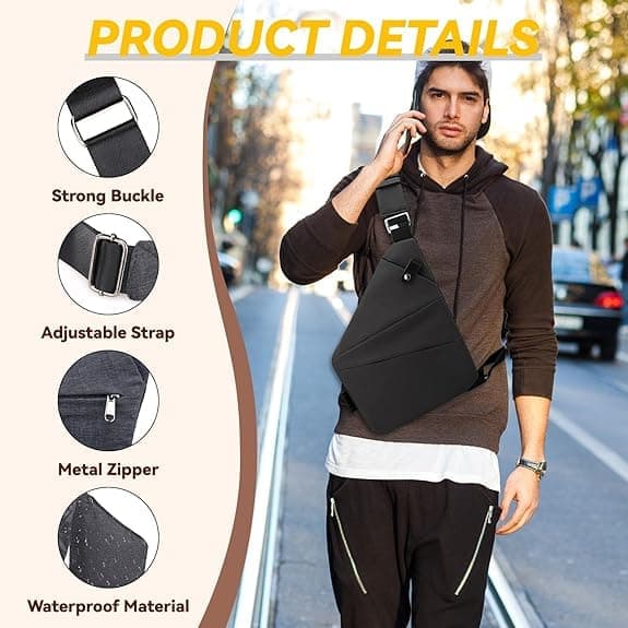 Waterproof Anti-Theft Shoulder Bag with Multiple Compartments, Unisex for Sports Travel, Blue V1188-MS-325-0110