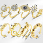 8 pcs Adjustable Antistress Ring with Rotating Beads, Gold, Compatible with Fidget Spinner Rings V1188-MS-325-0117