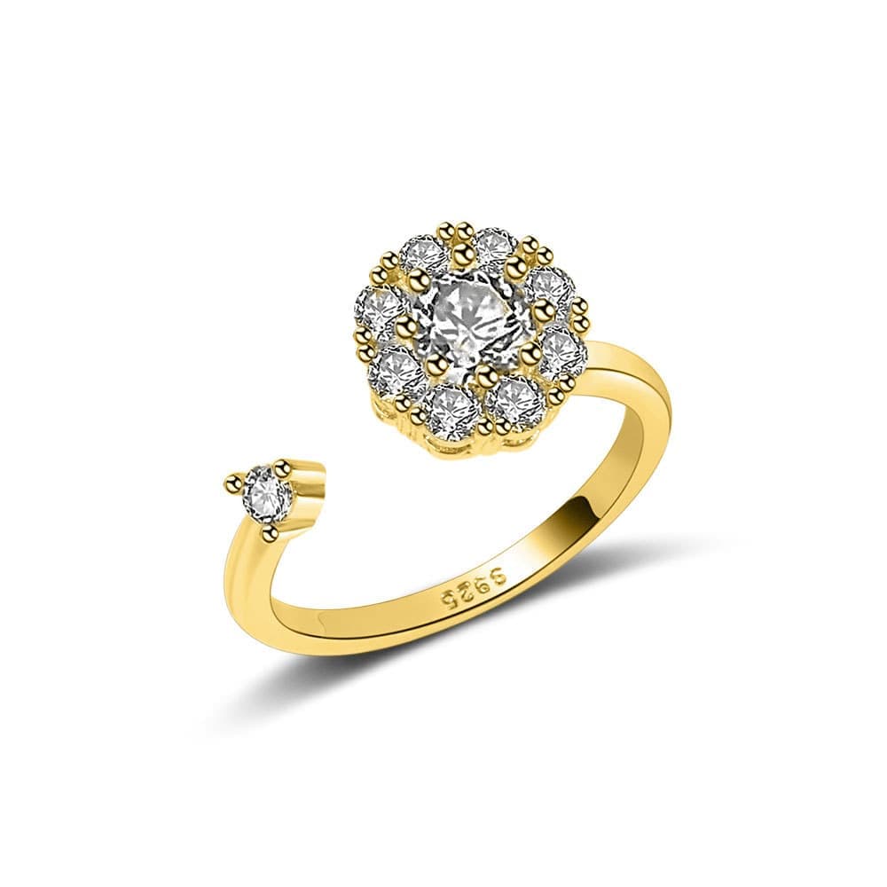 8 pcs Adjustable Antistress Ring with Rotating Beads, Gold, Compatible with Fidget Spinner Rings V1188-MS-325-0117