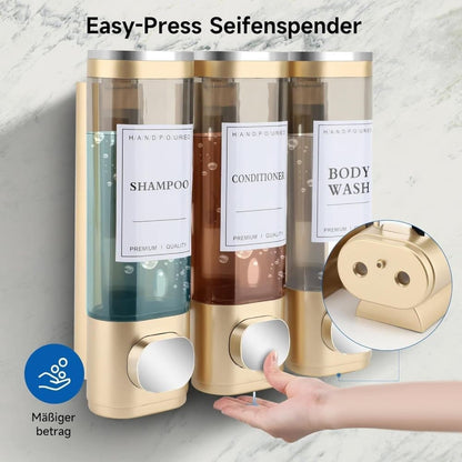3-Piece 300ml Wall Mounted Soap Dispenser for Shampoo & Soap, Silver V1188-MS-325-0121