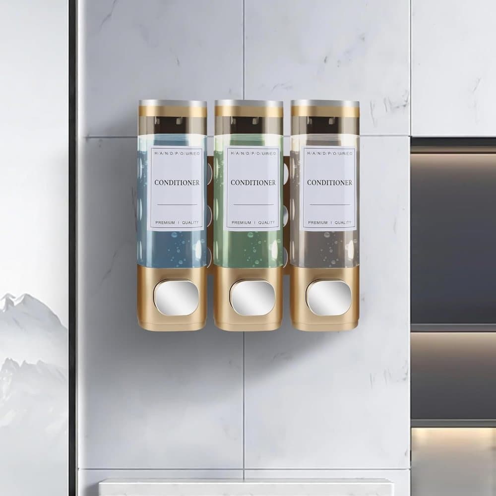 3-Pack Wall Mounted Soap Dispenser for Shampoo & Soap, 300ml x3, Gold V1188-MS-325-0123