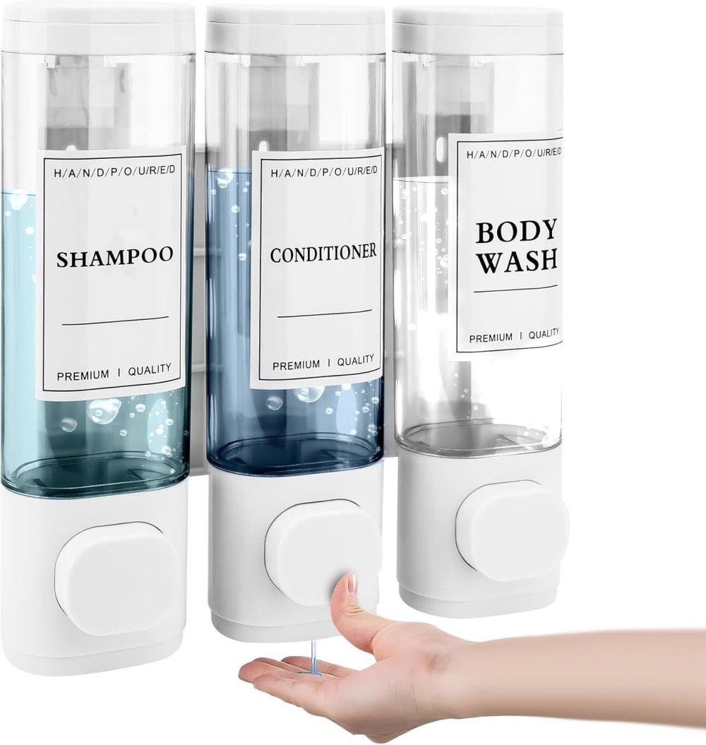 3-Pack Wall Mounted Soap Dispenser for Shampoo & Soap, 300ml x3, White V1188-MS-325-0124