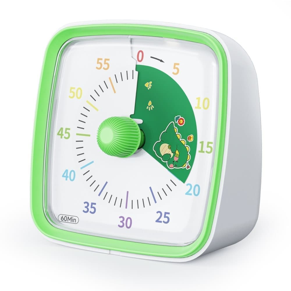 60 Minutes Visual Timer with Rainbow Pattern, Silent Flash Function, Adjustable Volume, Green V1188-MS-325-0127