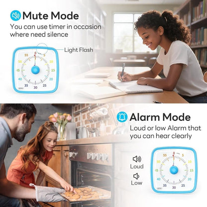 60 Minute Visual Timer with Rainbow Pattern, Silent Flash Function, Adjustable Volume, Blue V1188-MS-325-0128