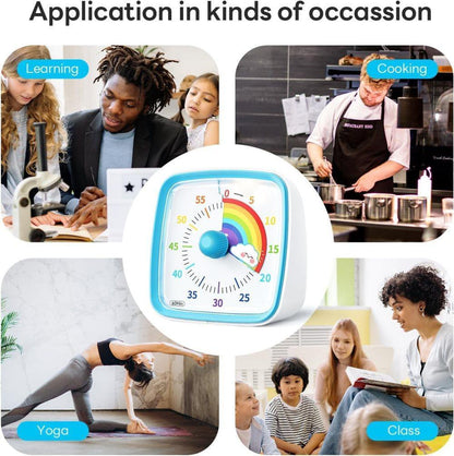 60 Minute Visual Timer with Rainbow Pattern, Silent Flash Function, Adjustable Volume, Blue V1188-MS-325-0128