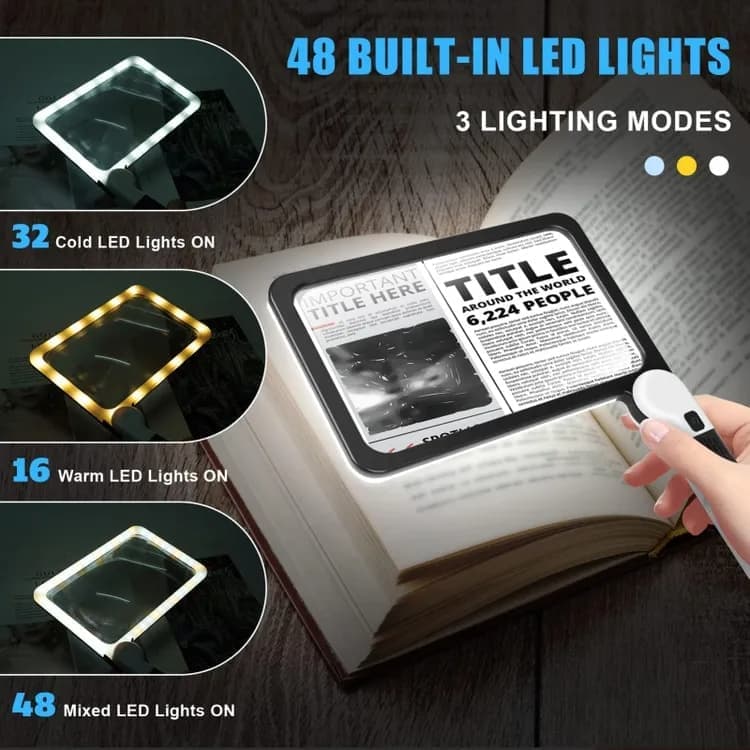 5X Magnifying Glass with 48 LED Lights, 3 Modes for Reading V1188-MS-325-0132