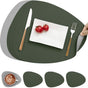 4-Pack Faux Leather Placemats Waterproof Non-Slip Easy-to-Dry Double-Sided, Green V1188-MS-325-0134