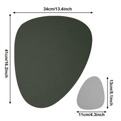 4-Pack Faux Leather Placemats Waterproof Non-Slip Easy-to-Dry Double-Sided, Green V1188-MS-325-0134