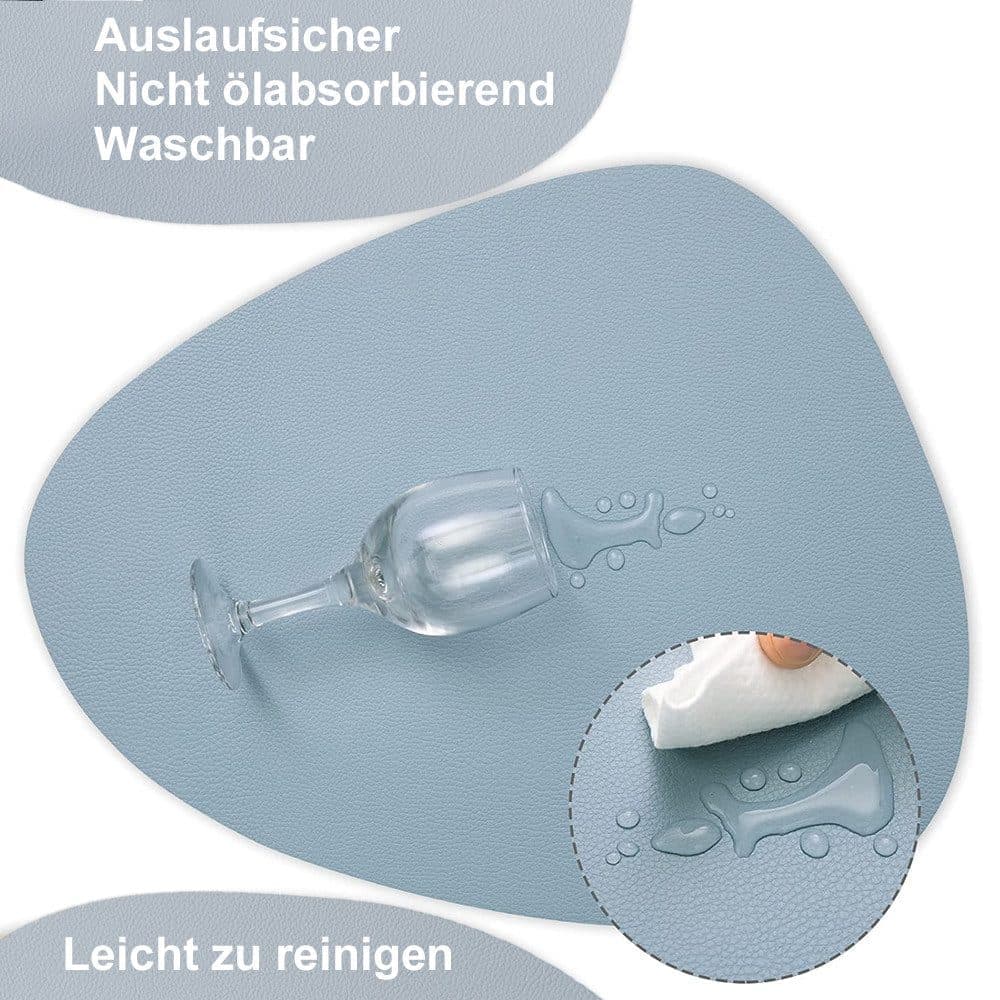 4-Pack Faux Leather Placemats Waterproof Non-Slip Easy-to-Dry Double-Sided, Blue V1188-MS-325-0137
