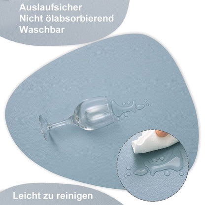 4-Pack Faux Leather Placemats Waterproof Non-Slip Easy-to-Dry Double-Sided, Blue V1188-MS-325-0137