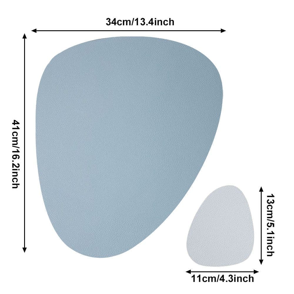 4-Pack Faux Leather Placemats Waterproof Non-Slip Easy-to-Dry Double-Sided, Blue V1188-MS-325-0137
