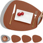 4-Pack Faux Leather Placemats Waterproof Non-Slip Easy-to-Dry Double-Sided, Brown V1188-MS-325-0138