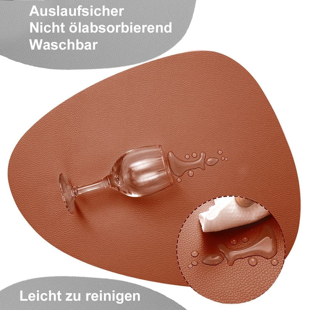 4-Pack Faux Leather Placemats Waterproof Non-Slip Easy-to-Dry Double-Sided, Brown V1188-MS-325-0138