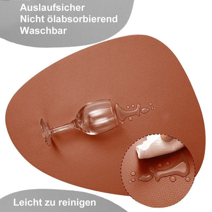 4-Pack Faux Leather Placemats Waterproof Non-Slip Easy-to-Dry Double-Sided, Brown V1188-MS-325-0138