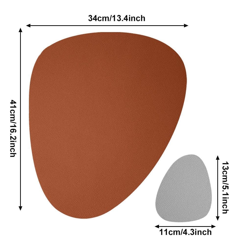 4-Pack Faux Leather Placemats Waterproof Non-Slip Easy-to-Dry Double-Sided, Brown V1188-MS-325-0138